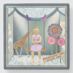 Dessous-de-verre En Pierre Enfant branché vintage collage d'art modifié
