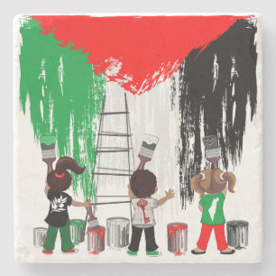 Dessous-de-verre En Pierre Enfants de Gaza peignant le drapeau de la Palestin