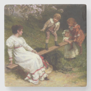Dessous-de-verre En Pierre Enfants sur une balançoire (par Frederick Morgan)