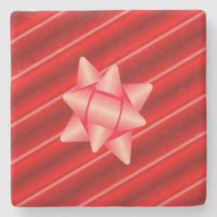 Dessous-de-verre En Pierre Enveloppement rouge de Noël avec cabot