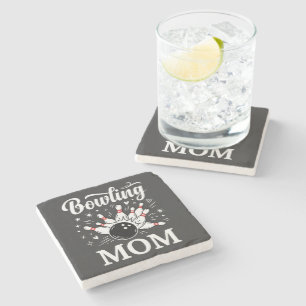 Dessous-de-verre En Pierre Épingles de coeur de maman de bowling Ligue drôle