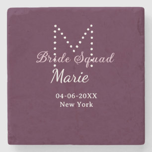 Dessous-de-verre En Pierre Équipe de mariée ajoutez nom monogramme demoiselle