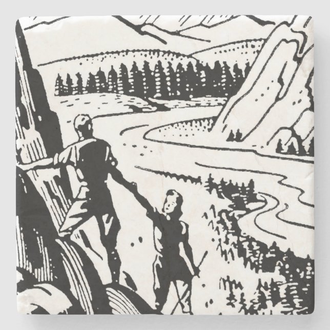 Dessous-de-verre En Pierre Escalade Retro Rock (Devant)