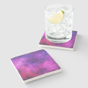 Dessous-de-verre En Pierre Espace rose & violet & Étoiles Faux Galaxy