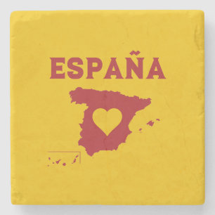Dessous-de-verre En Pierre Espagne Carte España Rouge Jaune