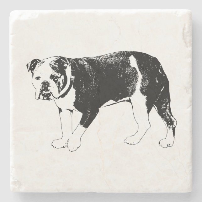 Dessous-de-verre En Pierre Esprit Actif, Scène de Bouledogue (Devant)