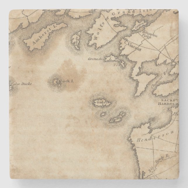 Dessous-de-verre En Pierre Est. Extrémité du lac Ontario (Devant)