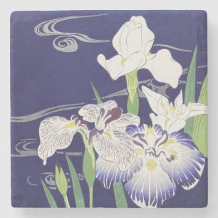 Dessous-de-verre En Pierre Estampe d'art Iris japonais vintage de Kogyo Tsuki