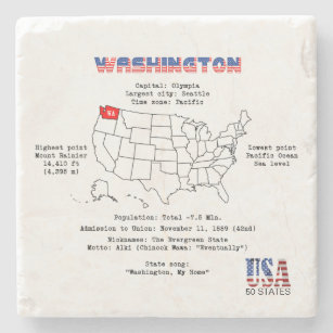 Dessous-de-verre En Pierre Etat américain de Washington sur une carte et des 