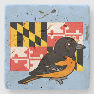 Dessous-de-verre En Pierre État Birdorable du Maryland : Baltimore Oriole