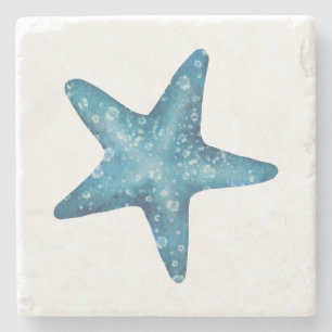 Dessous-de-verre En Pierre Étoile de mer bleue aquarelle nautique