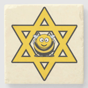 Dessous-de-verre En Pierre Étoile juive de David avec une abeille de miel