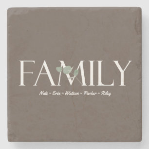 Dessous-de-verre En Pierre Eucalyptus moderne Nom de famille personnalisé