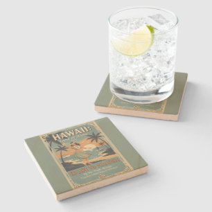 Dessous-de-verre En Pierre Évasion vintage hawaïenne au pays de l'Aloha vers