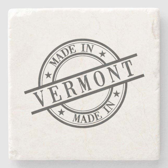 Dessous-de-verre En Pierre Fabriqué dans le Vermont Round Rubber Stamp Logo n (Devant)