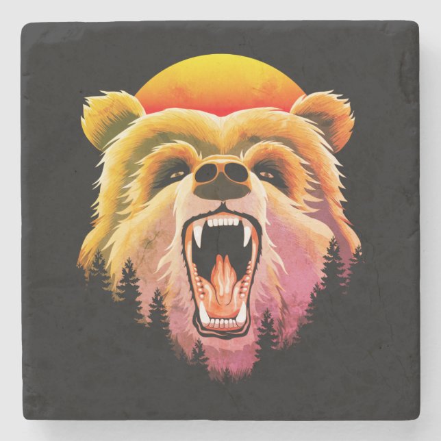 Dessous-de-verre En Pierre Face d'ours grizzli (Devant)