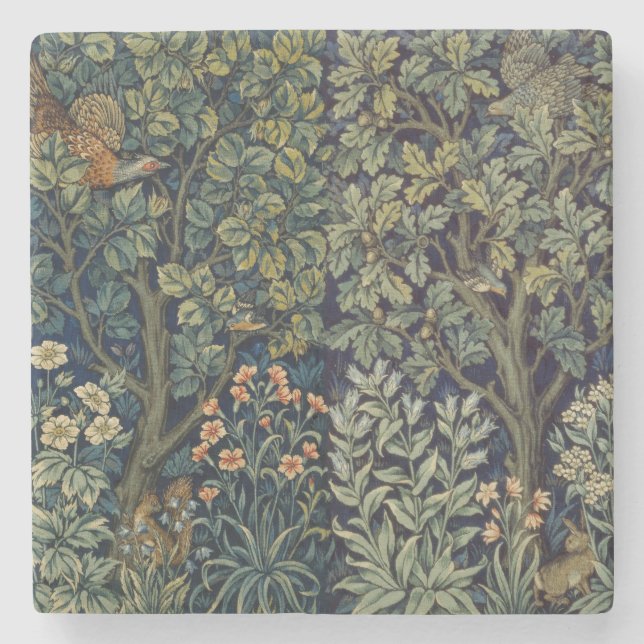 Dessous-de-verre En Pierre Faisan d'arbre boisé William Morris (Devant)