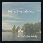 Dessous-de-verre En Pierre Faites votre propre accueil de maison d'été de lac<br><div class="desc">Faites votre propre lac de famille,  dessous de verre d'accueil de maison d'été.
Vous pouvez le personnaliser et ajouter votre photo et posséder le texte.</div>