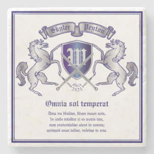 Dessous-de-verre En Pierre Faites votre propre manteau du bouclier argenté de