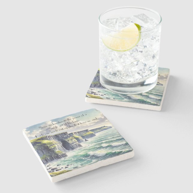 Dessous-de-verre En Pierre Falaises de Moher, Irlande & Citation (Côté)