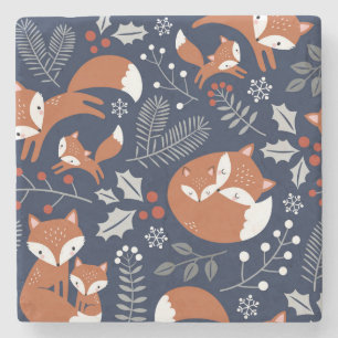 Dessous-de-verre En Pierre Famille Fox : motif vintage sans soudure.
