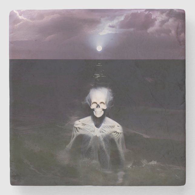 Dessous-de-verre En Pierre Fantôme en mer - Peinture à l'huile (Devant)