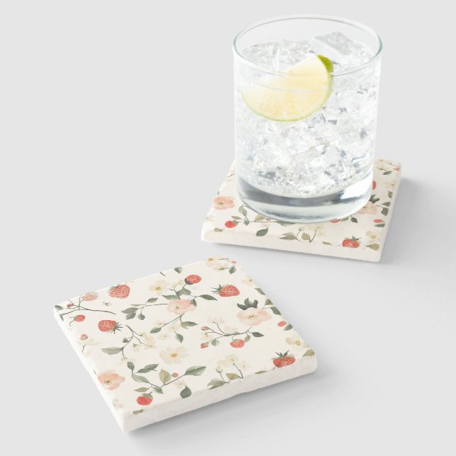 Dessous-de-verre En Pierre Fard à joues crème Fraises (Côté)