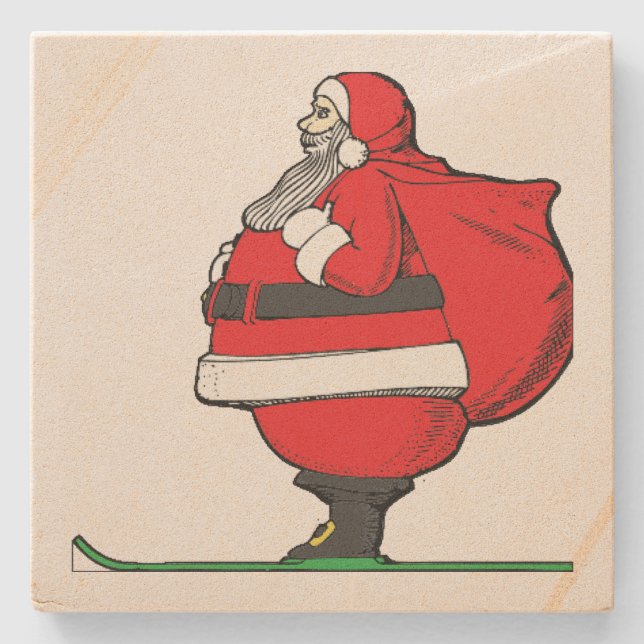 Dessous-de-verre En Pierre Fat Skiing Santa Claus Christmas (Devant)