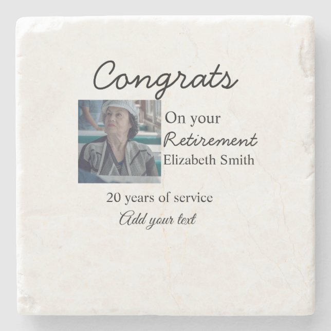 Dessous-de-verre En Pierre Félicitations pour votre retraite ajouter le nom d (Devant)