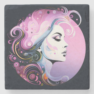 Dessous-de-verre En Pierre "Feminine Flourish" Beauté Féminine