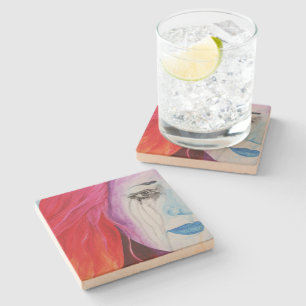 Dessous-de-verre En Pierre Femme Arc-en-Ciel Surréaliste Perdant ses Couleurs