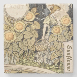 Dessous-de-verre En Pierre Femme de l'art nouveau vintage Garden Grasset Tour