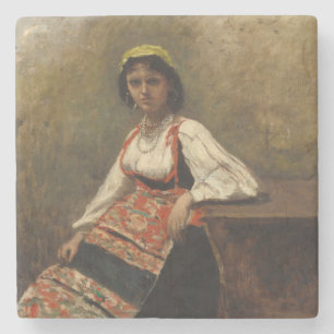 Dessous-de-verre En Pierre Femme italienne (La Morieri) par Corot