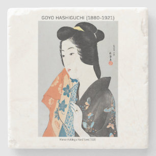 Dessous-de-verre En Pierre Femme japonaise tenant sa serviette - Goyō Hashigu