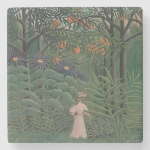 Dessous-de-verre En Pierre Femme marchant dans une forêt exotique, Henri Rous