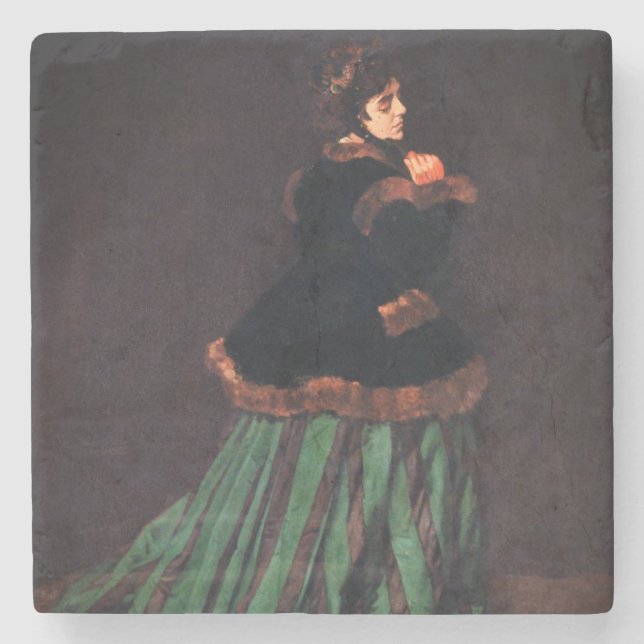 Dessous-de-verre En Pierre Femme Monet en robe verte (Devant)