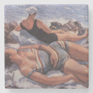 Dessous-de-verre En Pierre Femmes bronzage sur la plage (par Serebriakova)