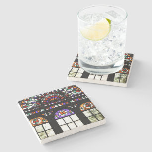 Dessous-de-verre En Pierre Fenêtre en verre coloré