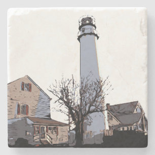 DESSOUS-DE-VERRE EN PIERRE FENWICK ISLAND LIGHT