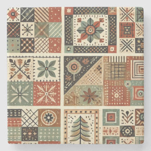 Dessous-de-verre En Pierre Ferme rustique Terracotta Patchwork Quilt Floral