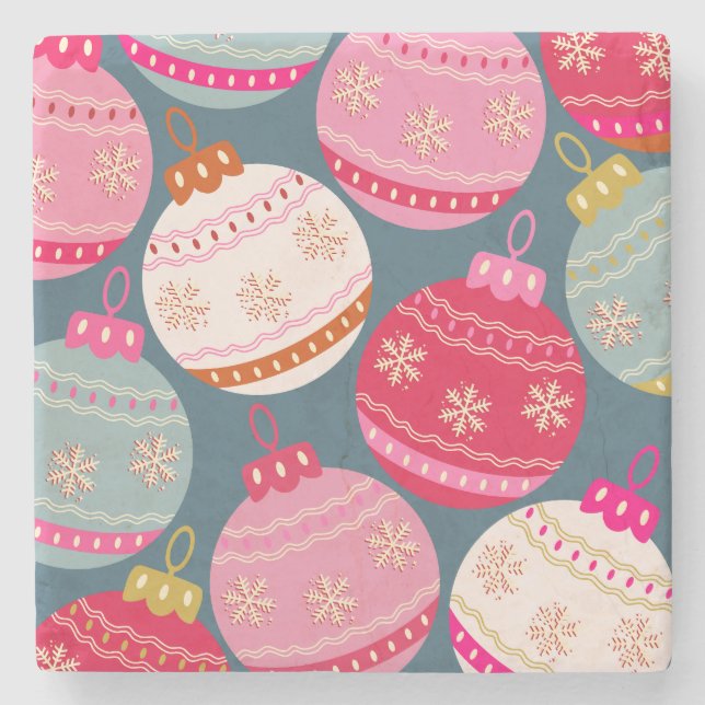 Dessous-de-verre En Pierre Festive Ornements Noël (Devant)