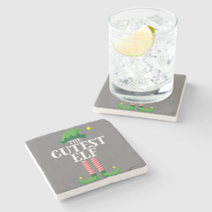 Dessous-de-verre En Pierre Fête de Noël du groupe de famille de jumelage Elf
