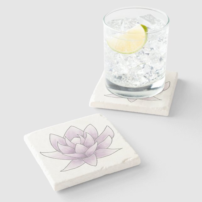 Dessous-de-verre En Pierre Fête des mariées Élégante rose Lotus Favor (Côté)