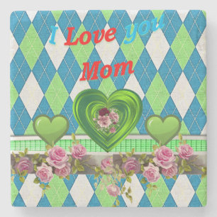 Dessous-de-verre En Pierre Fête des mères Dessous de verre en pierre de marbr