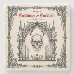 Dessous-de-verre En Pierre Fête Halloween gothique élégante Crâne