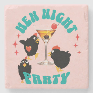 Dessous-de-verre En Pierre Fête nocturne des poules drôles Poulet drôle