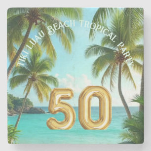 Dessous-de-verre En Pierre fête tropicale de plage tiki luau