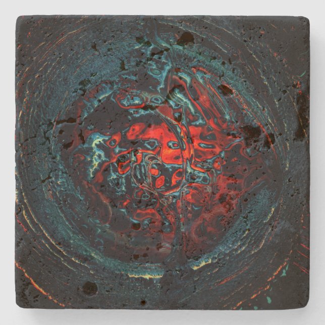 Dessous-de-verre En Pierre Feu rouge d'enfer océanique (Devant)