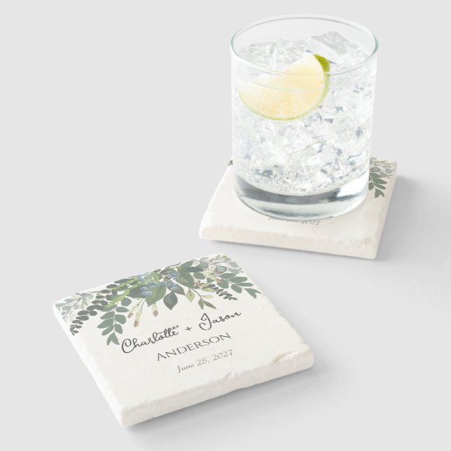 Dessous-de-verre En Pierre Feuillage de jardin verdure de la nature           (Côté)