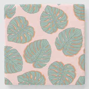 Dessous-de-verre En Pierre Feuille de Monstera : Motif Vintage tropical